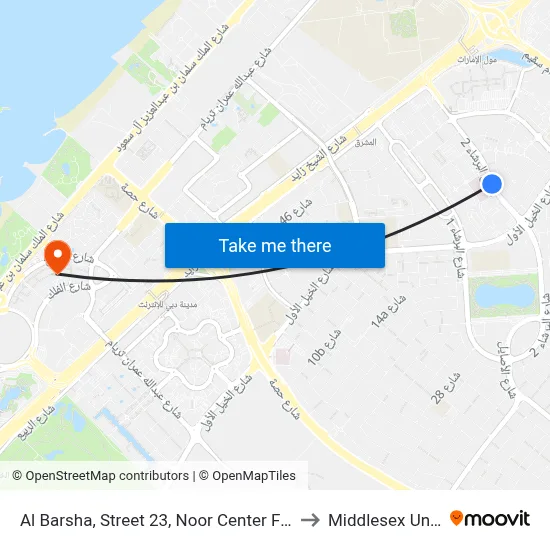 Al Barsha, Street 23, Noor Center For Training - 01 to Middlesex University map