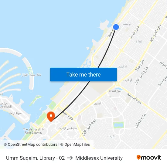 Umm Suqeim, Library - 02 to Middlesex University map