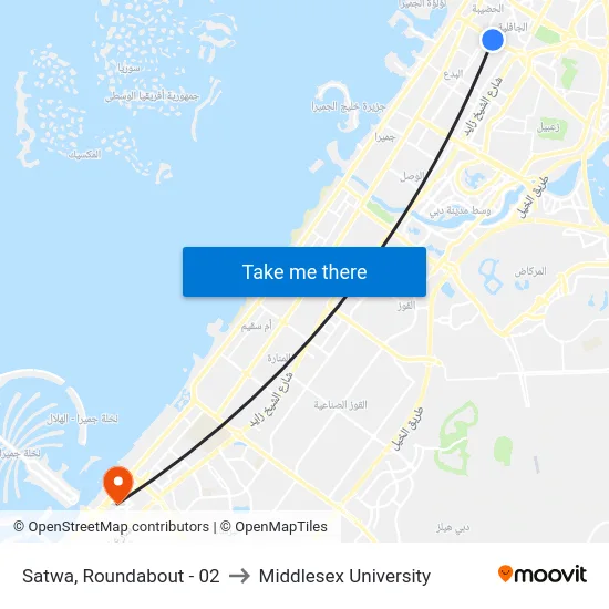 Satwa, Roundabout - 02 to Middlesex University map