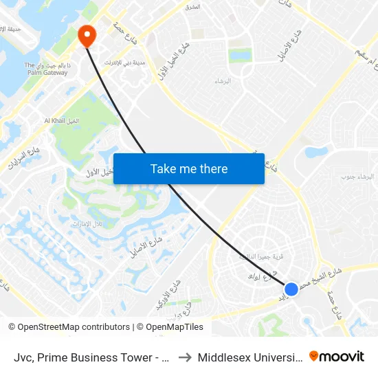 Jvc, Prime Business Tower - 01 to Middlesex University map