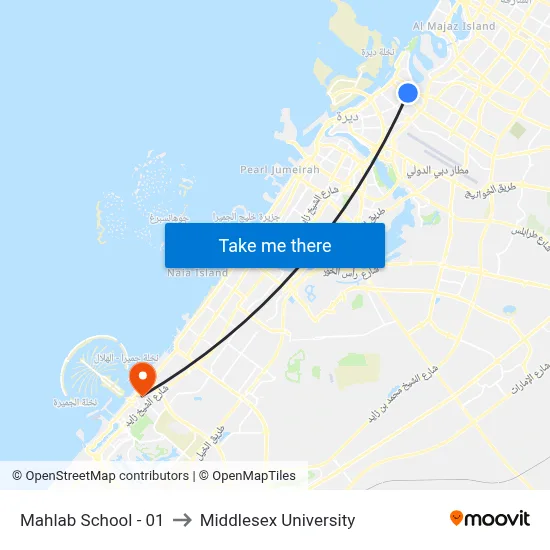 Mahlab School - 01 to Middlesex University map