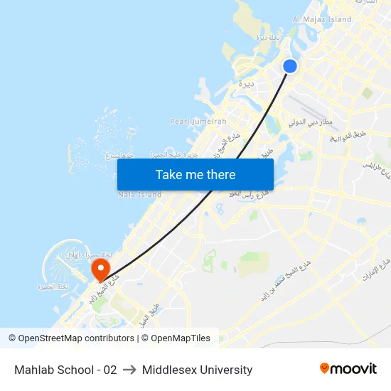 Mahlab School - 02 to Middlesex University map
