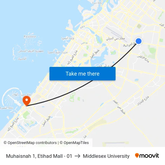 Muhaisnah 1, Etihad Mall - 01 to Middlesex University map