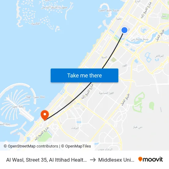 Al Wasl, Street 35,  Al Ittihad Health Center - 1 to Middlesex University map