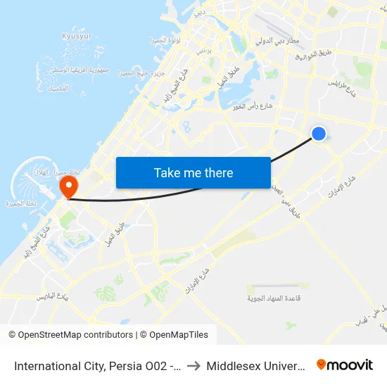 International City, Persia O02 - 02 to Middlesex University map
