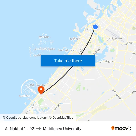 Al Nakhal 1 - 02 to Middlesex University map