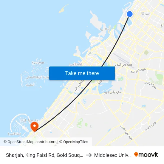 Sharjah, King Faisl Rd, Gold Souq (Old) - 01 to Middlesex University map