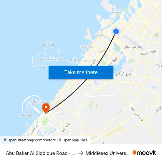 Abu Baker Al Siddique Road - 01 to Middlesex University map