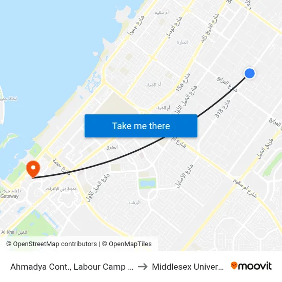Ahmadya Contractors Labour Camp - 02 to Middlesex University map