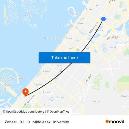 Zabeel - 01 to Middlesex University map