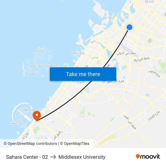 Sahara Center - 02 to Middlesex University map
