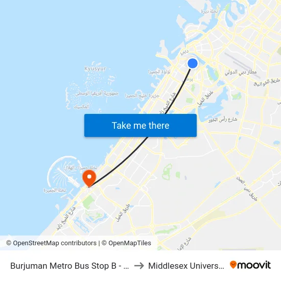 Burjuman Metro Bus Stop B - 02 to Middlesex University map