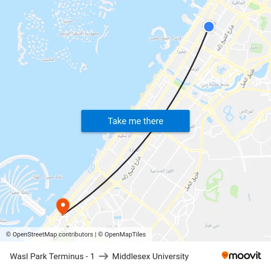 Wasl Park Terminus - 1 to Middlesex University map