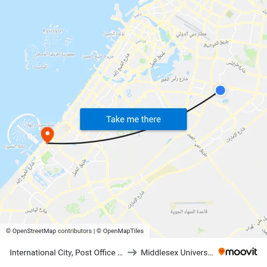 International City, Post Office - 1 to Middlesex University map