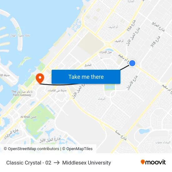 Classic Crystal - 02 to Middlesex University map