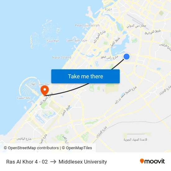 Ras Al Khor 4 - 02 to Middlesex University map