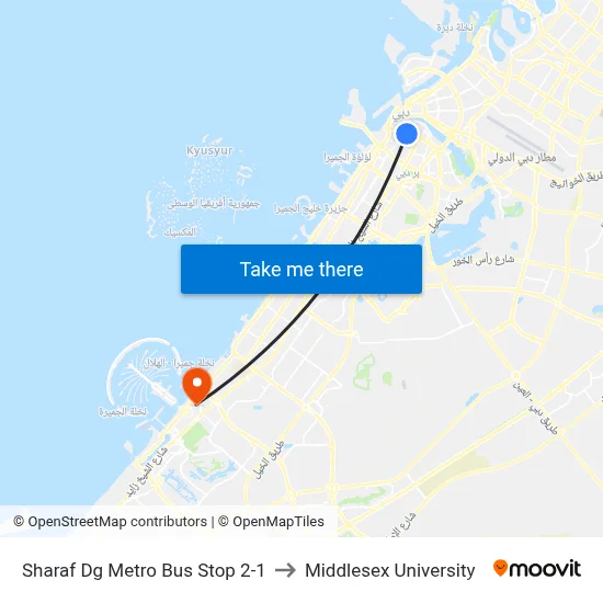 Sharaf Dg Metro Bus Stop 2-1 to Middlesex University map