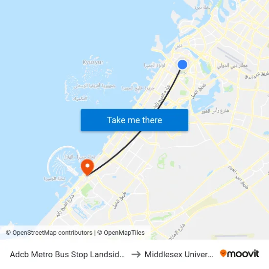 Adcb Metro Bus Stop Landside - 1 to Middlesex University map