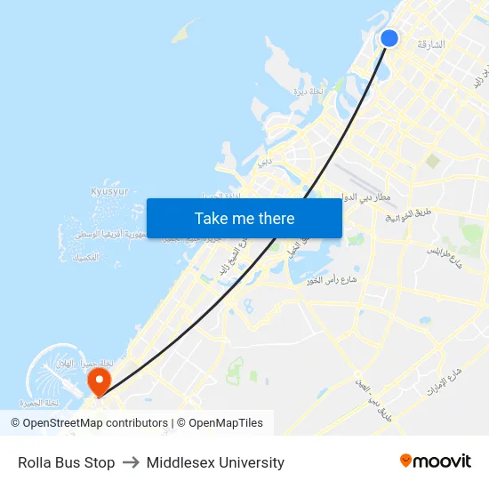Rolla Bus Stop to Middlesex University map