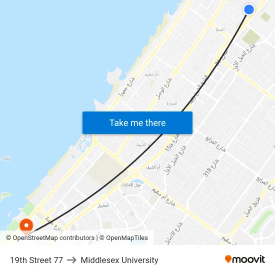 19th Street 77 to Middlesex University map