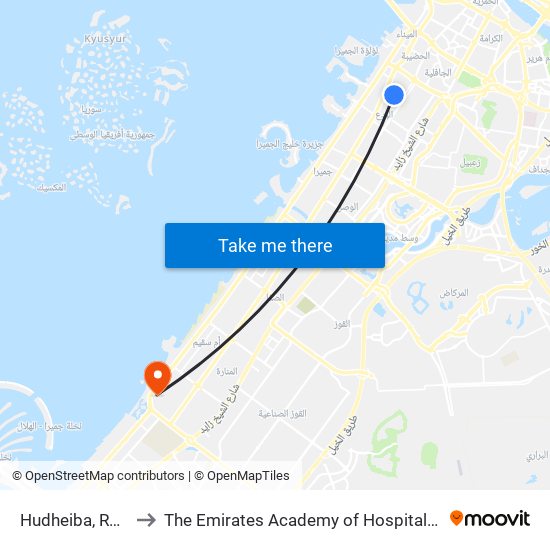 Hudheiba, Road - 02 to The Emirates Academy of Hospitality Management map