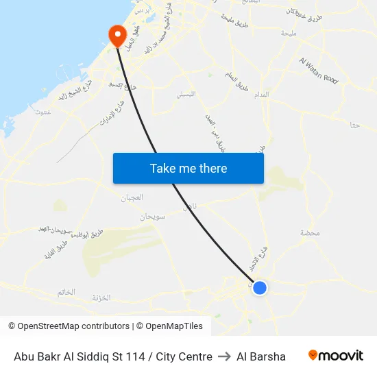 Abu Bakr Al Siddiq Street 114 / City Centre to Al Barsha map