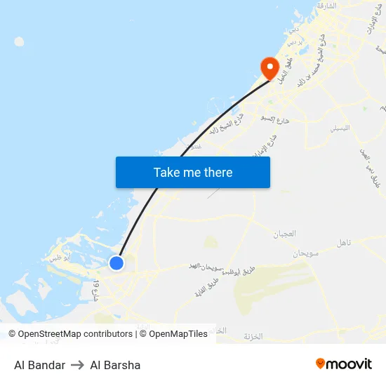 Al Bandar to Al Barsha map