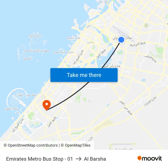 Emirates Metro Bus Stop - 01 to Al Barsha map