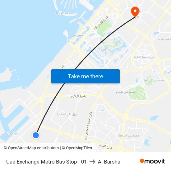 UAE Exchange Metro Bus Stop - 01 to Al Barsha map