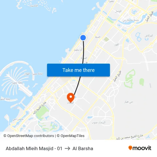 Abdallah Mleih Mosque - 01 to Al Barsha map