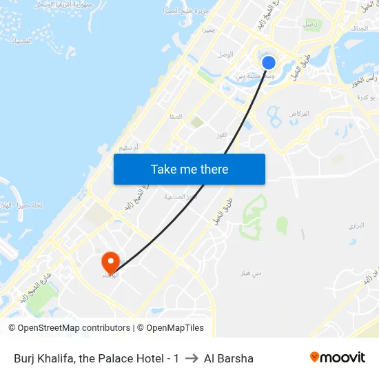 Burj Khalifa, The Palace Hotel - 1 to Al Barsha map