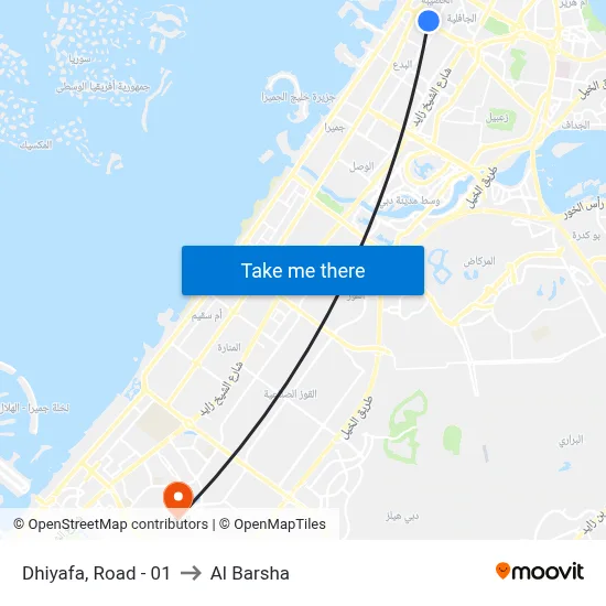 Dhiyafa, Road - 01 to Al Barsha map