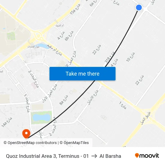 Quoz Industrial Area 3, Terminus - 01 to Al Barsha map