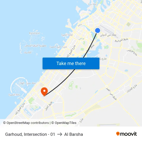 Garhoud, Intersection - 01 to Al Barsha map