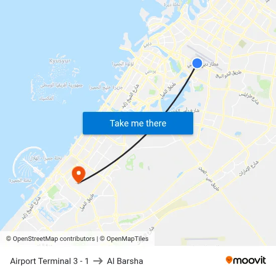 Airport Terminal 3 - 1 to Al Barsha map