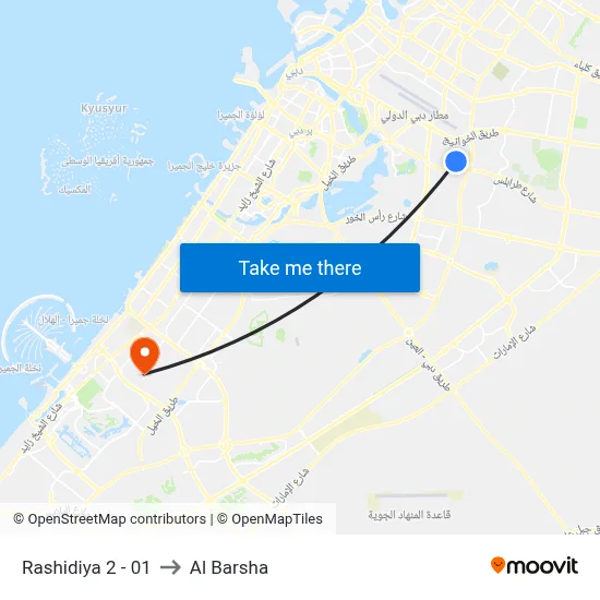 Rashidiya 2 - 01 to Al Barsha map