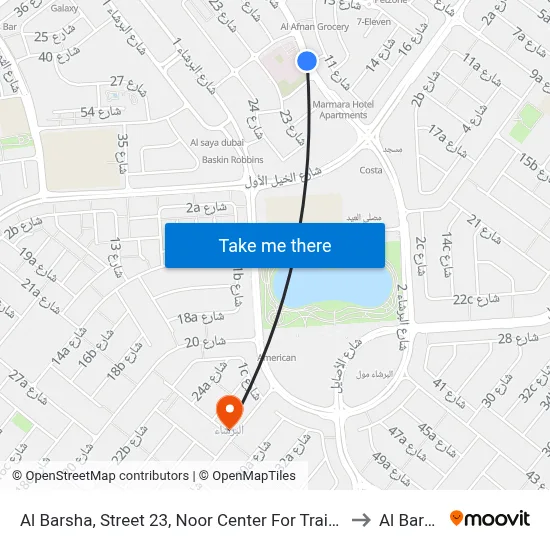 Al Barsha, Street 23, Noor Center For Training - 01 to Al Barsha map