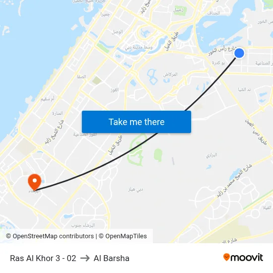 Ras Al Khor 3 - 02 to Al Barsha map