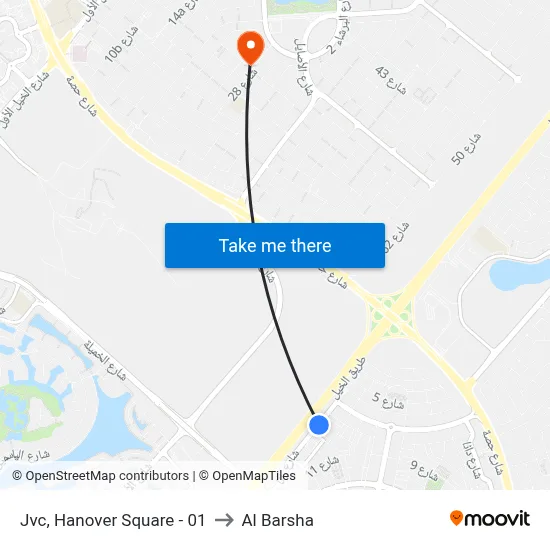 Jvc, Hanover Square - 01 to Al Barsha map