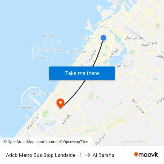 Adcb Metro Bus Stop Landside - 1 to Al Barsha map