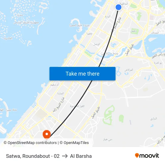 Satwa, Roundabout - 02 to Al Barsha map