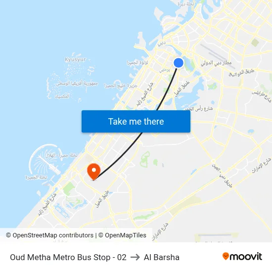 Oud Metha Metro Bus Stop - 02 to Al Barsha map