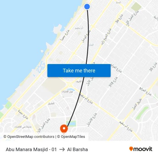 Abu Manara Mosque - 01 to Al Barsha map