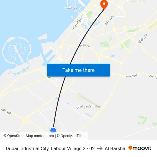 Dubai Industrial City, Labour Village 2 - 02 to Al Barsha map