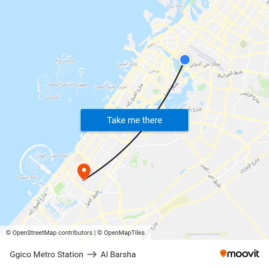 GGICO Metro Station to Al Barsha map