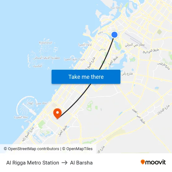 Al Rigga Metro Station to Al Barsha map