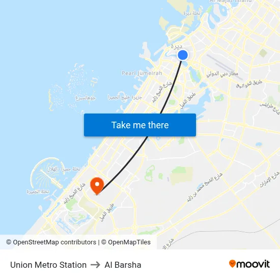 Union Metro Station to Al Barsha map