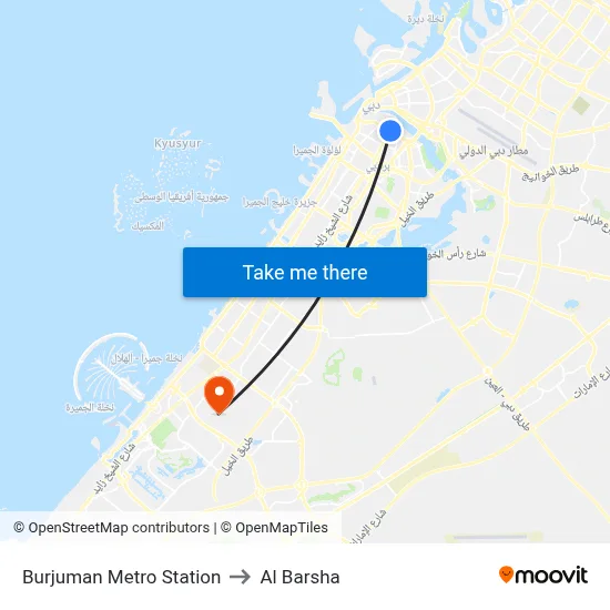 Burjuman Metro Station to Al Barsha map