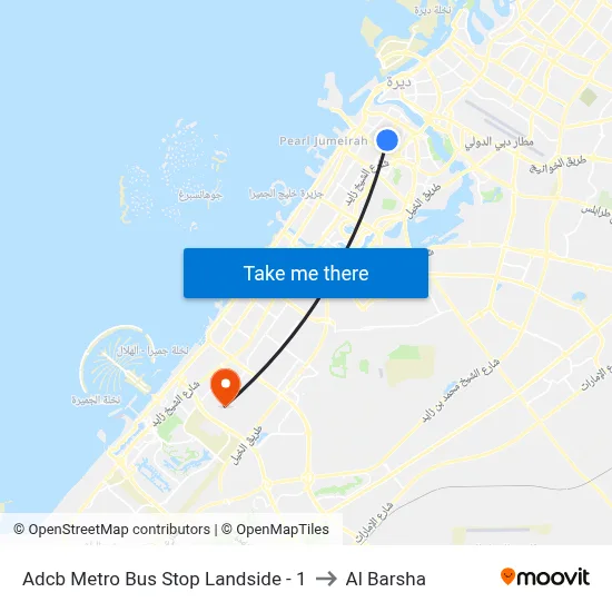ADCB Metro Bus Stop Landside - 1 to Al Barsha map
