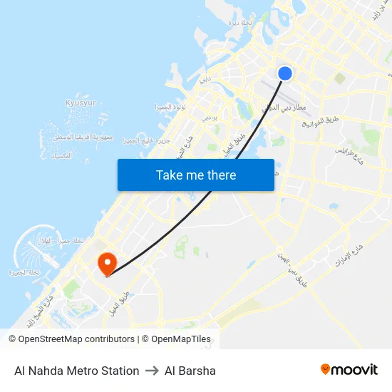 Al Nahda Metro Station to Al Barsha map